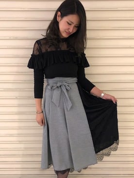 「ラップスカート」｜Delyle NOIR STAFFさん（レディース・160cm）の冬コーディネート