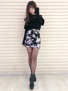 「フリルトップス」｜Delyle NOIR STAFFさん（レディース・160cm）の冬コーディネート