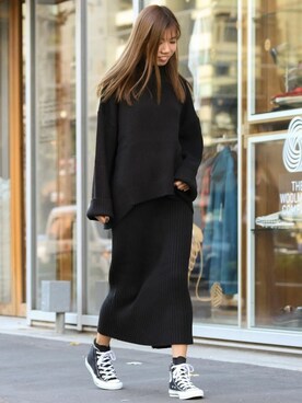 「ニットセットアップ」｜「アイテム（セットアップ）」を使った、Delyle NOIR STAFFさん（レディース・160cm）の冬コーディネート