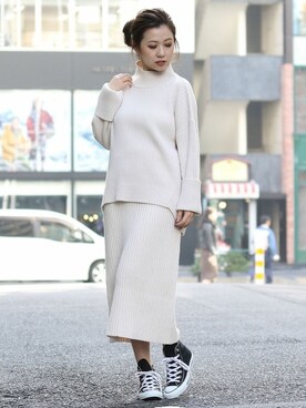「ニットセットアップ」｜「アイテム（セットアップ）」を使った、Delyle NOIR STAFFさん（レディース・160cm）の冬コーディネート