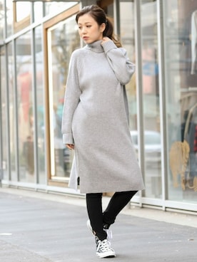 「リブレギンス」｜Delyle NOIR STAFFさん（レディース・160cm）の冬コーディネート