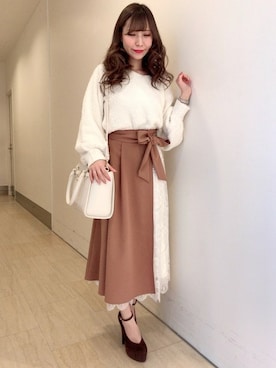 「ラップスカート」｜Delyle NOIR STAFFさん（レディース・160cm）の冬コーディネート