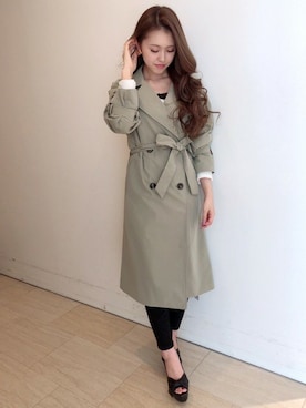 「アイテム（トレンチコート、グリーン系）」を使った、Delyle NOIR STAFFさん（レディース・160cm）の冬コーディネート
