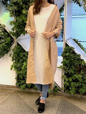「リブニット」｜「アイテム（シャツワンピース）」を使った、Delyle NOIR STAFFさん（レディース・160cm）の春コーディネート