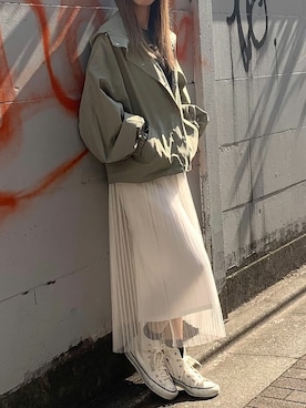 「アイテム（マウンテンパーカー）」を使った、Delyle NOIR STAFFさん（レディース・160cm）の春コーディネート