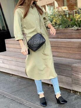 「春ワンピ」｜「アイテム（シャツワンピース）」を使った、Delyle NOIR STAFFさん（レディース・160cm）の春コーディネート