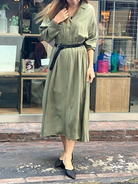 「春ワンピ」｜「アイテム（シャツワンピース）」を使った、Delyle NOIR STAFFさん（レディース・160cm）の春コーディネート