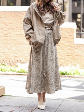 「ドッキングワンピ」｜「アイテム（マウンテンパーカー）」を使った、Delyle NOIR STAFFさん（レディース・160cm）の春コーディネート