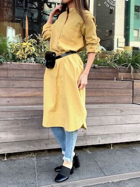 「春ワンピ」｜「アイテム（シャツワンピース）」を使った、Delyle NOIR STAFFさん（レディース・160cm）の春コーディネート