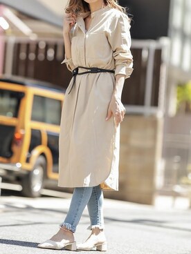 「春ワンピ」｜「アイテム（シャツワンピース）」を使った、Delyle NOIR STAFFさん（レディース・160cm）の春コーディネート