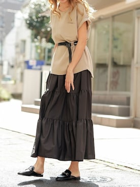 「ポケットＴシャツ」｜「アイテム（トップス）」を使った、Delyle NOIR STAFFさん（レディース・160cm）の春コーディネート