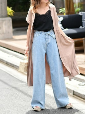 「アイテム（キャミソール、ブラック系）」を使った、Delyle NOIR STAFFさん（レディース・160cm）の夏コーディネート