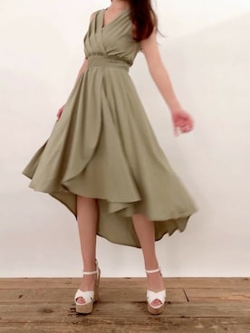 「アイテム（ワンピース/ドレス、グリーン系）」を使った、Delyle NOIR STAFFさん（レディース・160cm）の夏コーディネート