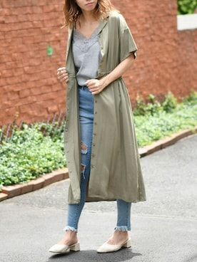 「アイテム（シャツワンピース）」を使った、Delyle NOIR STAFFさん（レディース・160cm）の夏コーディネート