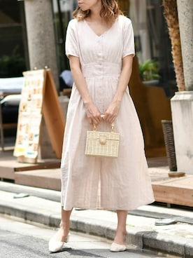 「アイテム（シャツワンピース）」を使った、Delyle NOIR STAFFさん（レディース・160cm）の夏コーディネート