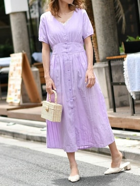 「アイテム（シャツワンピース）」を使った、Delyle NOIR STAFFさん（レディース・160cm）の夏コーディネート