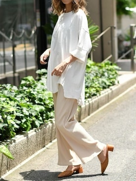 「アイテム（チュニック）」を使った、Delyle NOIR STAFFさん（レディース・160cm）の夏コーディネート