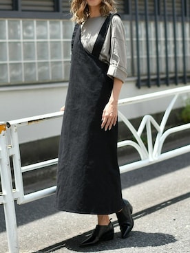 「アイテム（チュニック、グリーン系）」を使った、Delyle NOIR STAFFさん（レディース・160cm）の夏コーディネート