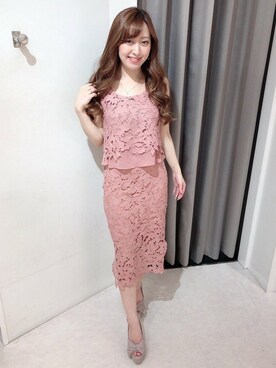 「アイテム（タンクトップ、ピンク系）」を使った、Delyle NOIR STAFFさん（レディース・160cm）の夏コーディネート