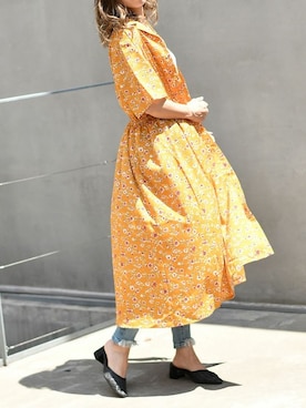 「小花柄ワンピース」｜「アイテム（シャツワンピース）」を使った、Delyle NOIR STAFFさん（レディース・160cm）の夏コーディネート