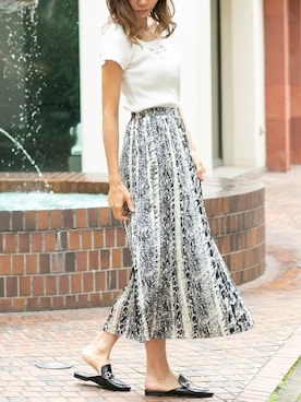 「パイソン柄」｜Delyle NOIR STAFFさん（レディース・160cm）の夏コーディネート