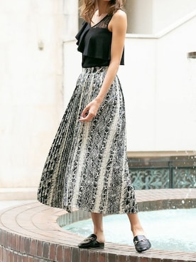 「パイソン柄」｜Delyle NOIR STAFFさん（レディース・160cm）の夏コーディネート