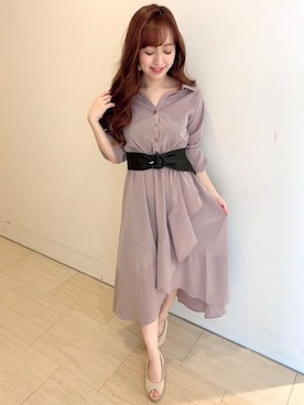 「アシンメトリー」｜「アイテム（シャツワンピース）」を使った、Delyle NOIR STAFFさん（レディース・160cm）の秋コーディネート