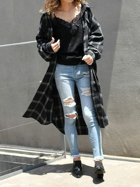 「アイテム（シャツワンピース、ブラック系）」を使った、Delyle NOIR STAFFさん（レディース・160cm）の秋コーディネート