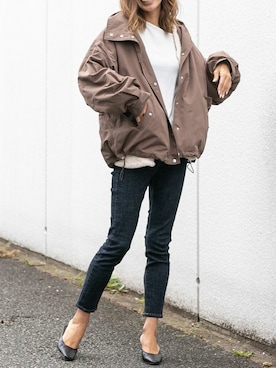 「アイテム（マウンテンパーカー、ブラウン系）」を使った、Delyle NOIR STAFFさん（レディース・160cm）の秋コーディネート