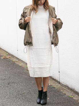 「リブニット」｜「アイテム（マウンテンパーカー）」を使った、Delyle NOIR STAFFさん（レディース・160cm）の秋コーディネート