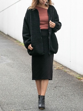 「ノーカラージャケット」｜Delyle NOIR STAFFさん（レディース・160cm）の秋コーディネート