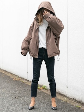 「アイテム（マウンテンパーカー、ブラウン系）」を使った、Delyle NOIR STAFFさん（レディース・160cm）の秋コーディネート