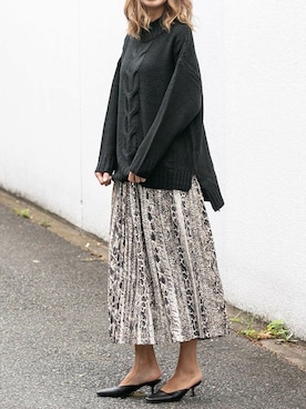 「パイソン柄」｜Delyle NOIR STAFFさん（レディース・160cm）の秋コーディネート