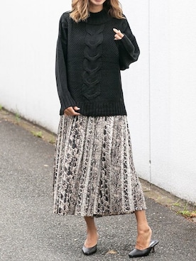 「パイソン柄」｜Delyle NOIR STAFFさん（レディース・160cm）の秋コーディネート