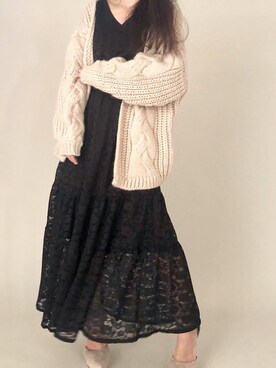 「ボリュームニット」｜「アイテム（ワンピース）」を使った、Delyle NOIR STAFFさん（レディース・160cm）の秋コーディネート