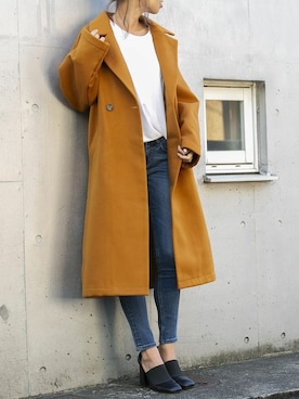 「オーバーコート」｜「アイテム（チェスターコート）」を使った、Delyle NOIR STAFFさん（レディース・160cm）の秋コーディネート