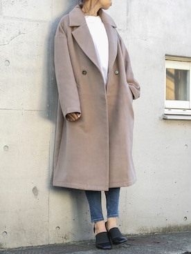 「オーバーコート」｜「アイテム（チェスターコート）」を使った、Delyle NOIR STAFFさん（レディース・160cm）の秋コーディネート