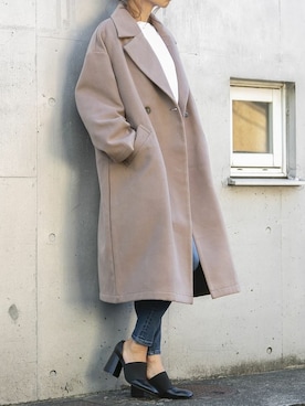 「オーバーコート」｜「アイテム（チェスターコート）」を使った、Delyle NOIR STAFFさん（レディース・160cm）の冬コーディネート