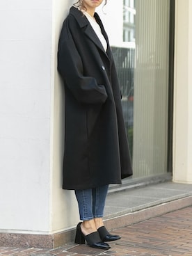 「オーバーコート」｜「アイテム（チェスターコート）」を使った、Delyle NOIR STAFFさん（レディース・160cm）の秋コーディネート