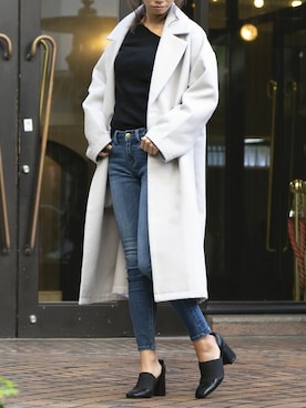 「オーバーコート」｜「アイテム（チェスターコート）」を使った、Delyle NOIR STAFFさん（レディース・160cm）の秋コーディネート