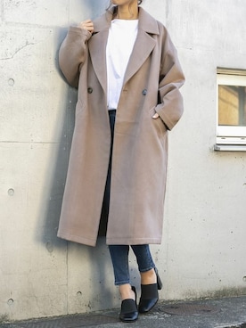 「オーバーコート」｜「アイテム（チェスターコート）」を使った、Delyle NOIR STAFFさん（レディース・160cm）の秋コーディネート