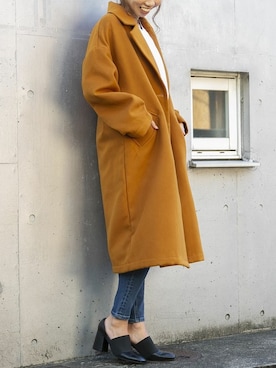 「オーバーコート」｜「アイテム（チェスターコート）」を使った、Delyle NOIR STAFFさん（レディース・160cm）の冬コーディネート