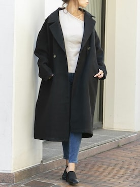 「オーバーコート」｜「アイテム（チェスターコート）」を使った、Delyle NOIR STAFFさん（レディース・160cm）の冬コーディネート