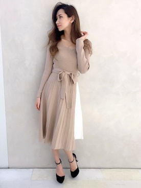 「プリーツ」｜Delyle NOIR STAFFさん（レディース・160cm）の冬コーディネート