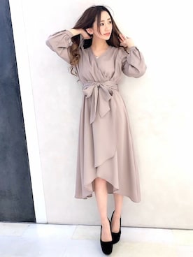 「アシンメトリー」｜「アイテム（シャツワンピース）」を使った、Delyle NOIR STAFFさん（レディース・160cm）の冬コーディネート