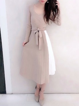 「春ワンピ」｜Delyle NOIR STAFFさん（レディース・160cm）の冬コーディネート