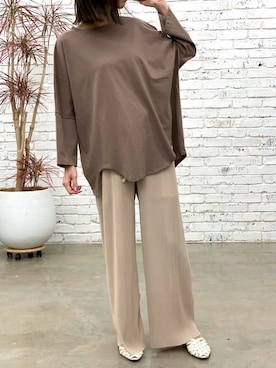 「アイテム（チュニック、ブラウン系）」を使った、Delyle NOIR STAFFさん（レディース・160cm）の春コーディネート