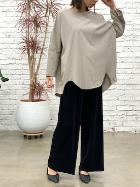 「アイテム（チュニック、ベージュ系）」を使った、Delyle NOIR STAFFさん（レディース・160cm）の春コーディネート