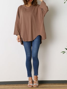 「アイテム（チュニック、ブラウン系）」を使った、Delyle NOIR STAFFさん（レディース・160cm）の春コーディネート