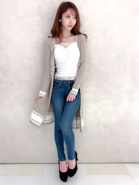 「ロングカーディガン」｜Delyle NOIR STAFFさん（レディース・160cm）の春コーディネート